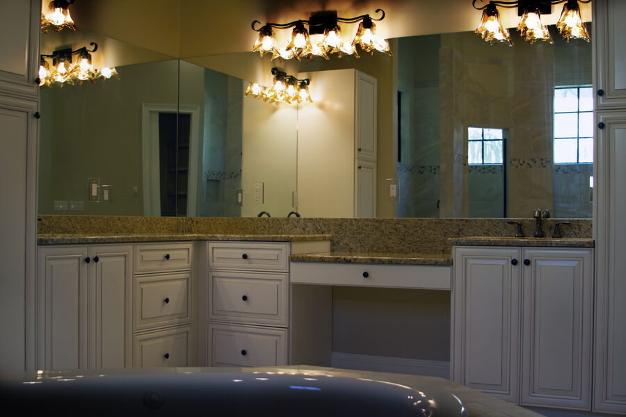 Remodeled bathroom with double vanity